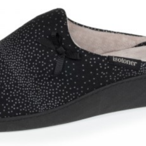 Chaussons ISOTONER mules femme nœud satin noires