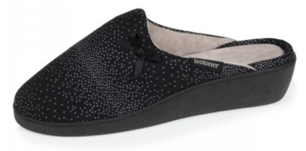 Chaussons ISOTONER mules femme nœud satin noires