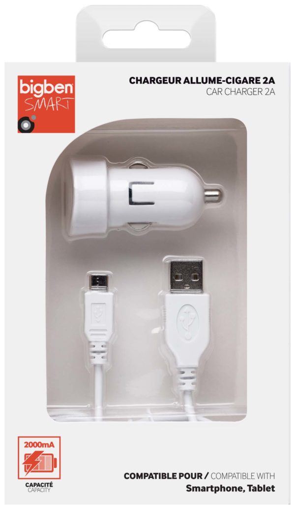 Chargeur allume cigare bigben 2A micro-usb