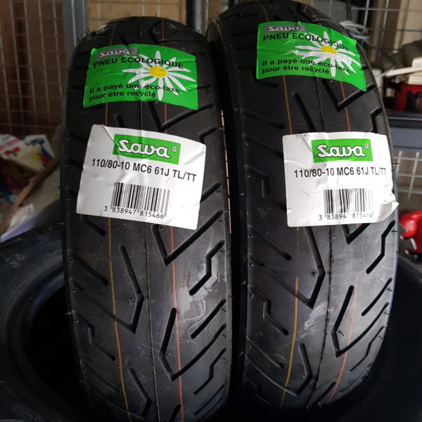 Pneumatiques SAVA 110/80-10 MC6 61J TL/TT neuf - vendus par paire