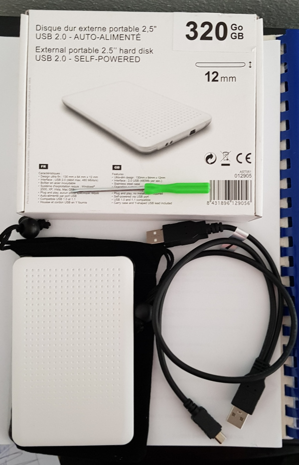 Boîtier de Disque Dur Externe 2.5 pouces SATA double USB 2.0 Metronic blanc  – Donnez une 2e vie