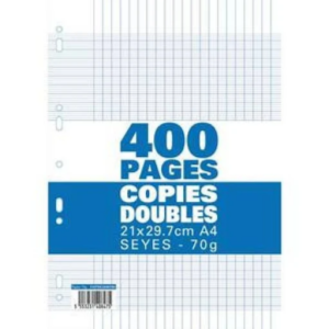 400 pages Copies doubles Seyès 70g perforées