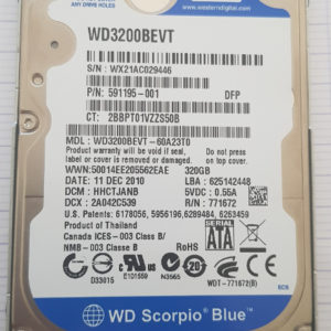 Disque Dur Western Digital WD3200BEVT 320GB 5,4K 8MB SATA II 2.5''