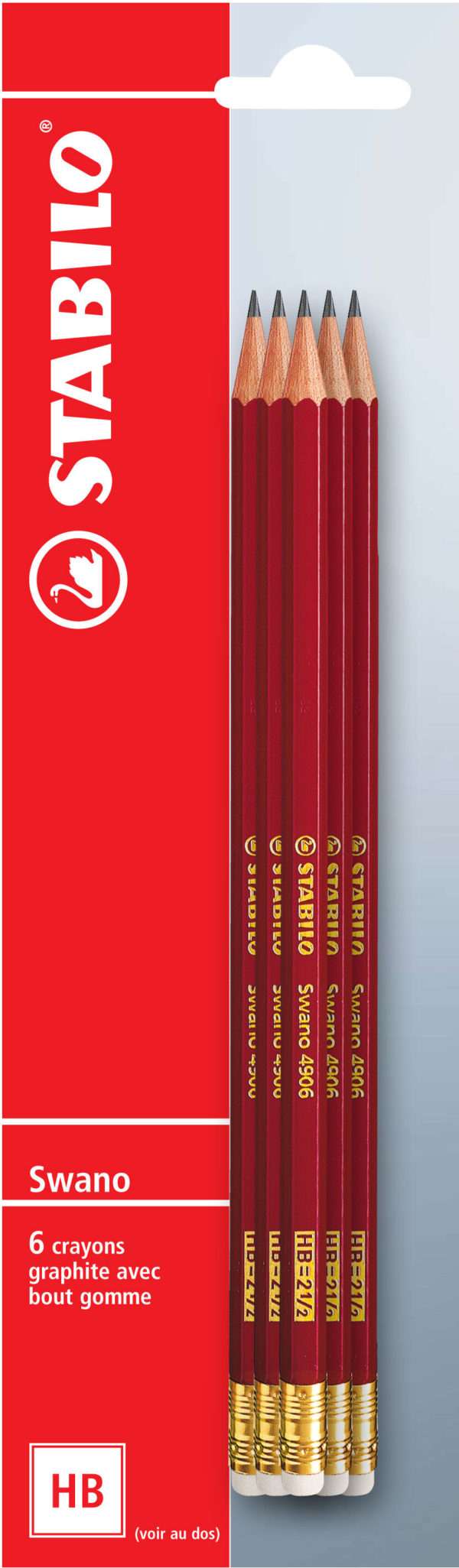 STABILO Swano - 6 crayons à papier - HB - embout gomme
