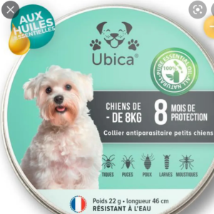 Ubica® Collier Anti Puces pour Chien Naturel Anti Tiques pour Petit Chien (-8kg) Formule aux Huiles Essentielles de Citronnelle